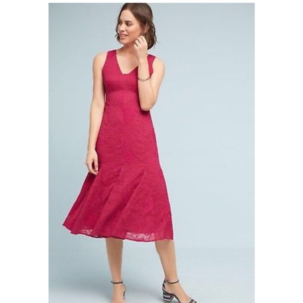 Anthropologie pink persephone lace dress